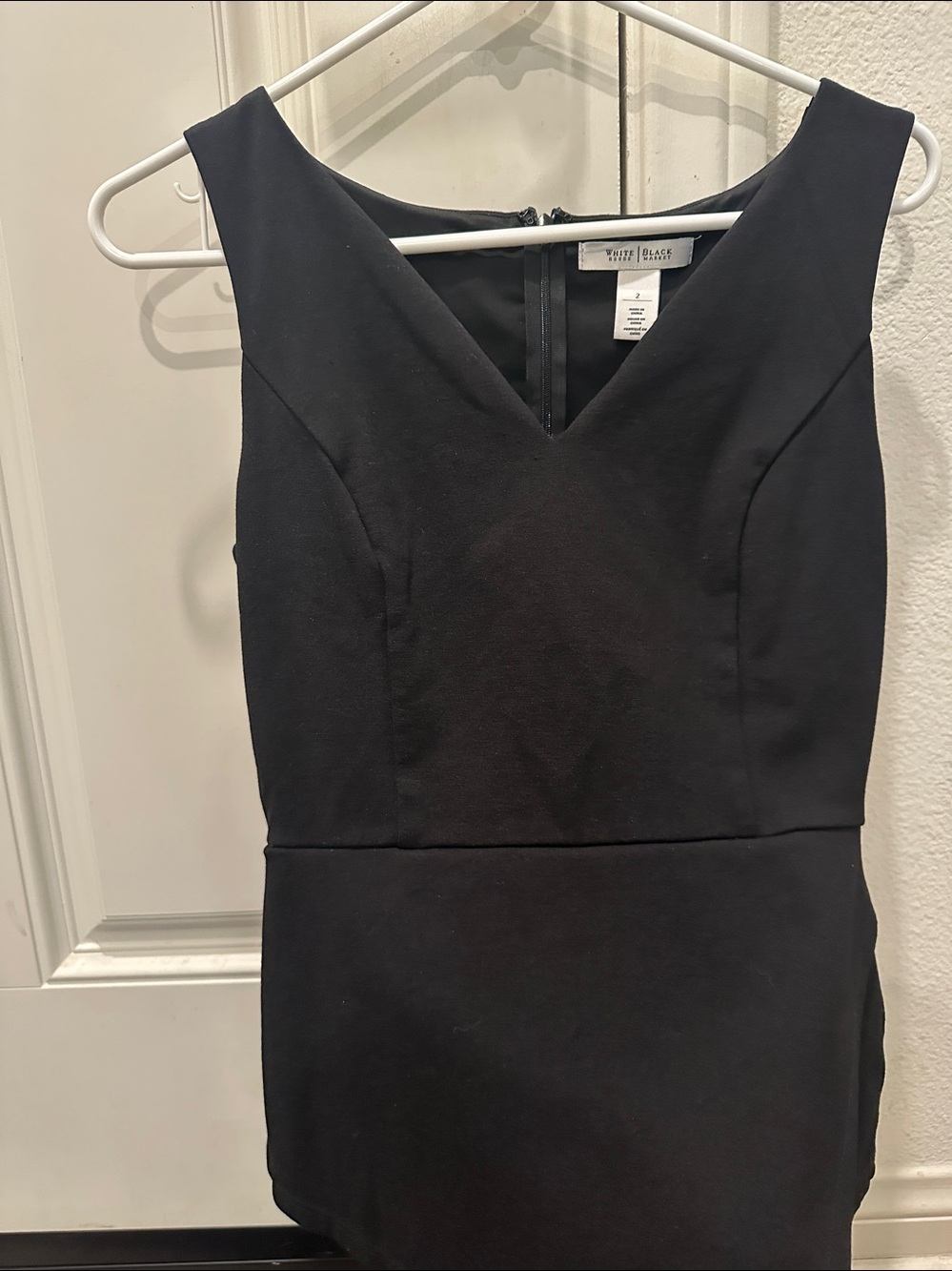 White House Black Market Black V-Neck Peplum Dress